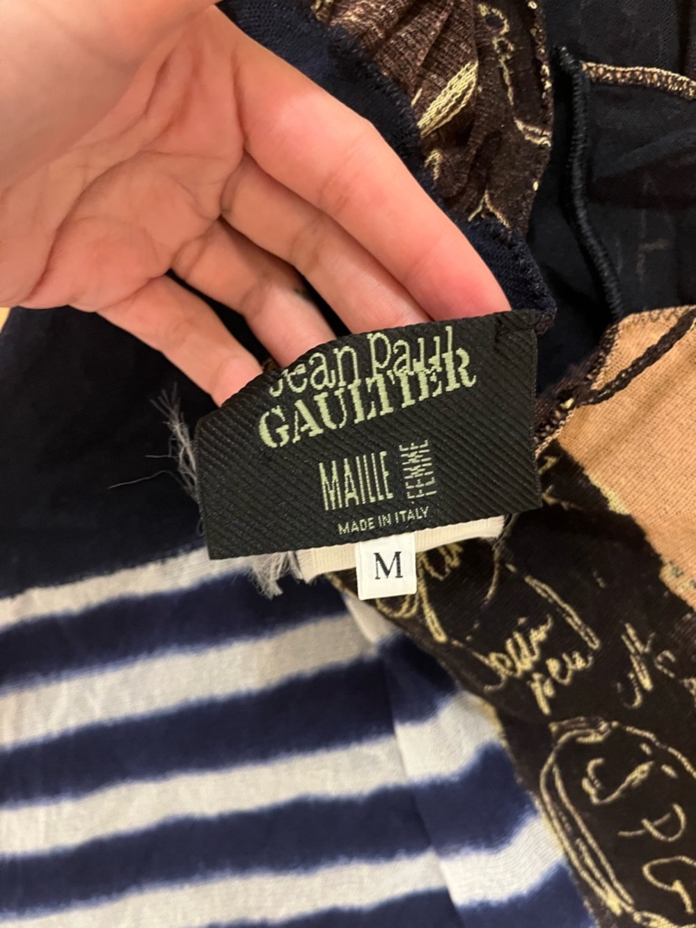 Jean Paul Gaultier Navy, Tan & White Striped Maxi Slip Dress - Picture 3 of 3